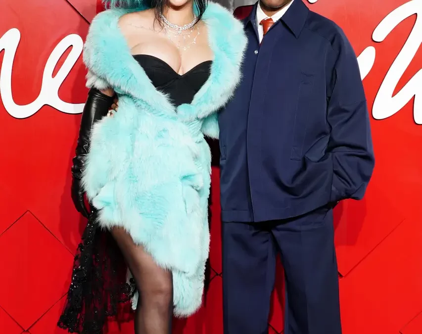 Rihanna steps out in maximalist turquoise fur at the Fashion Awards 2024