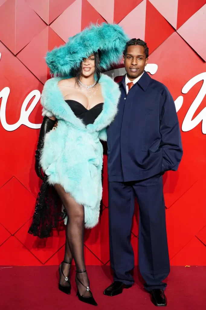 Rihanna channeled extravagant maximalism in her furry ensemble (Ian West/PA)