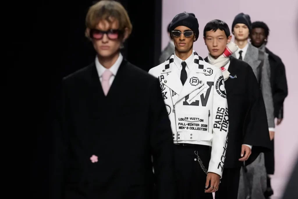 The show alternated between sharp tailoring and Noughties streetwear (Michel Euler/AP)