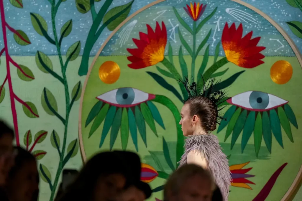 The show’s tapestry was created by Rithika Merchant (Lewis Joly/AP)